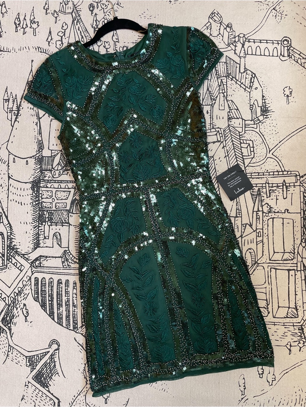 Lulus Sequin Embroidered Bodycon Dress